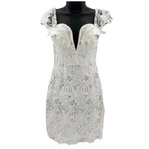 ASTR Size Small NEW Daniela White Off the Shoulder Lace Mini Dress NWT